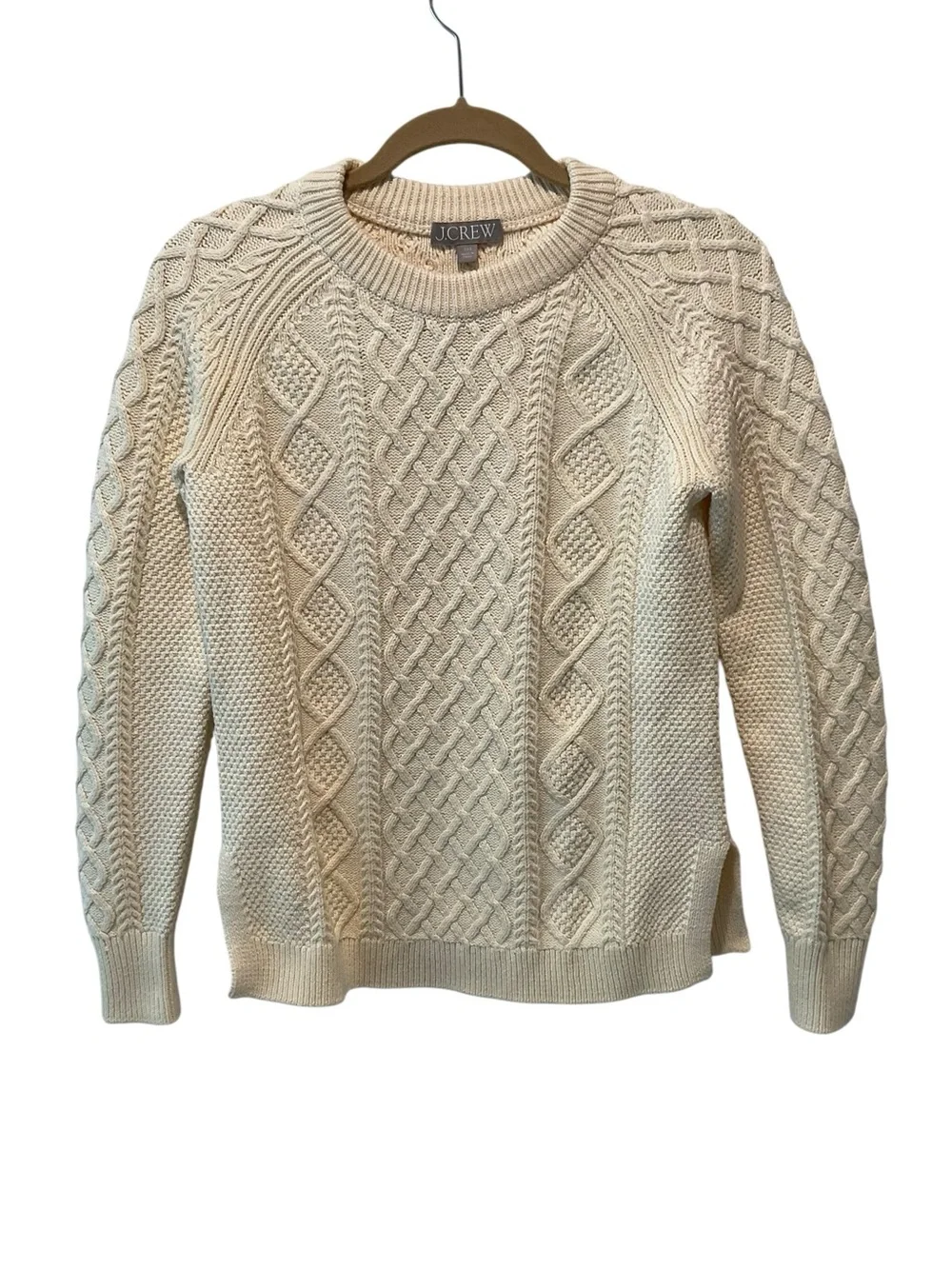 J.Crew Cotton Fisherman Cable Knit Sweater Ivory XXS NWT